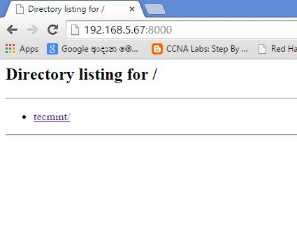 SimpleHTTPServer Directory Listing