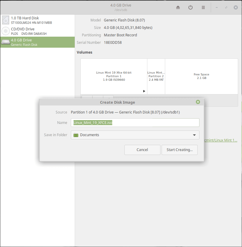 Create ISO from Bootable USB Using Gnome Disks