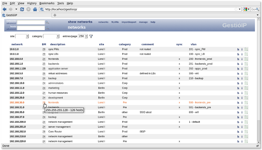 GestióIP - Open Source IP Address Management Software