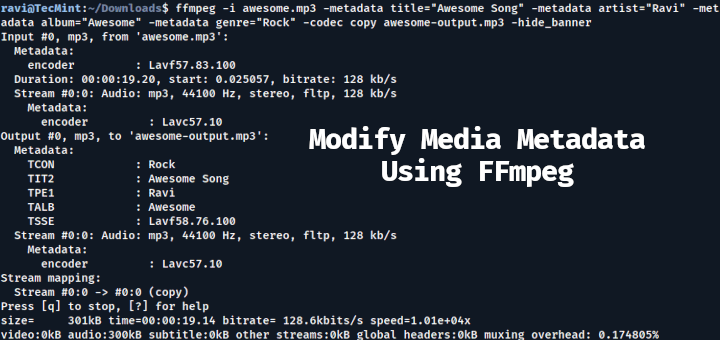Modify Metadata Using FFmpeg
