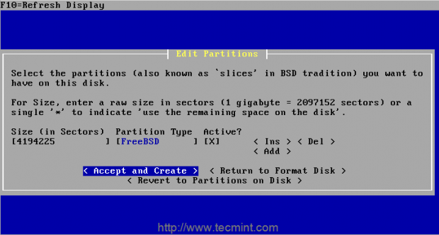 Select Partition Size
